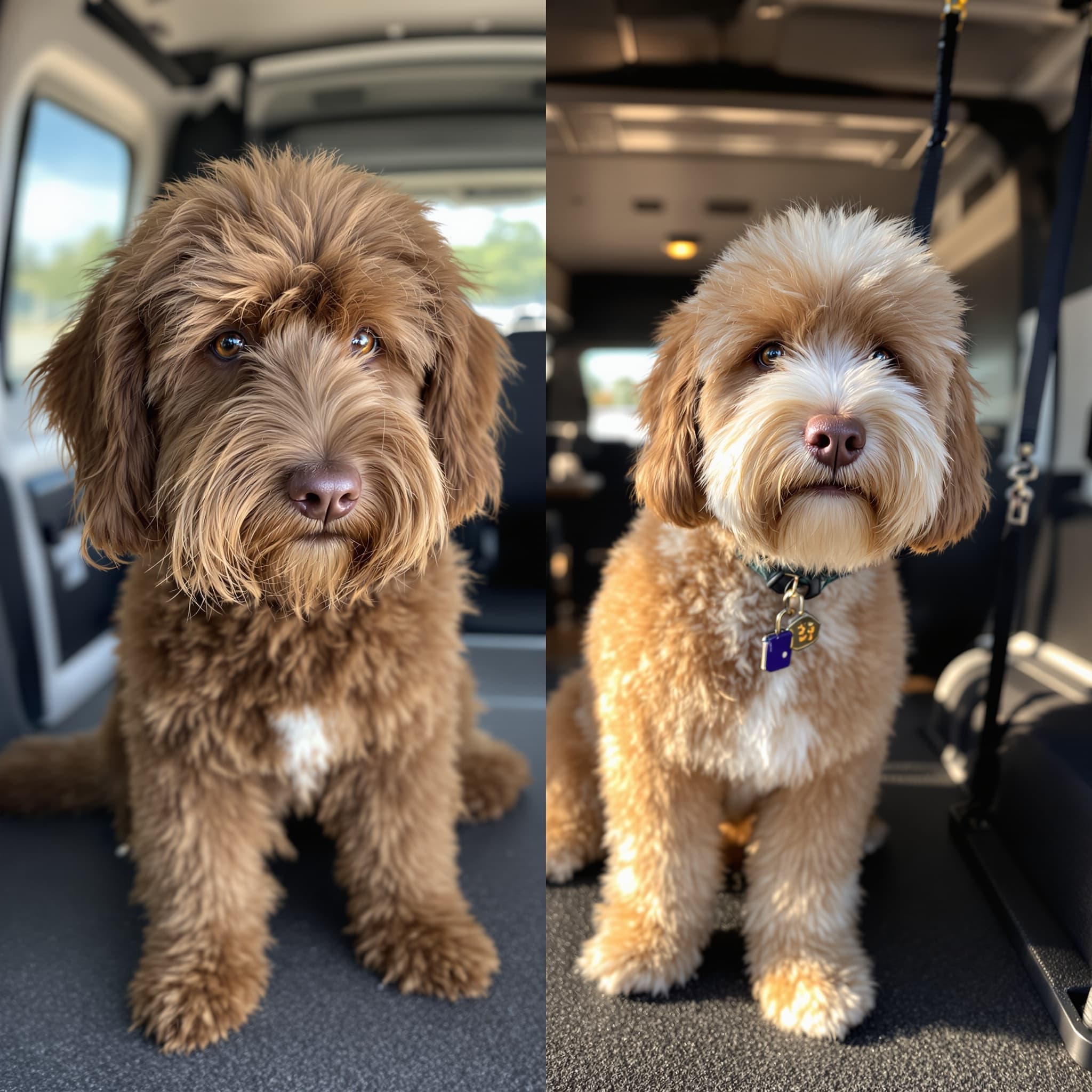 Before and after grooming transformation